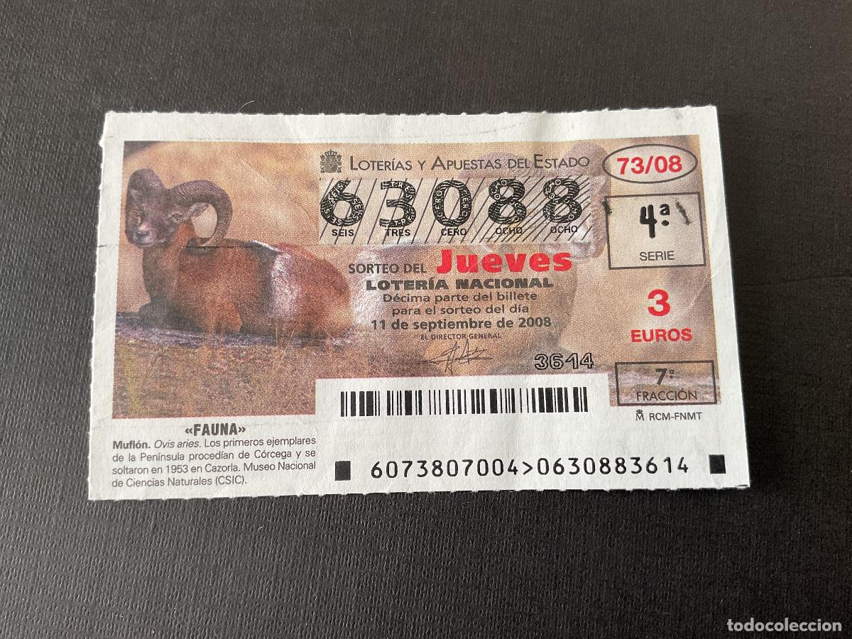 Nationale spanische Lotterie: DECIMO LOTERIA JUEVES N&ordm; 63088 SORTEO 73 A&Ntilde;O 2008 CON DOBLEZ