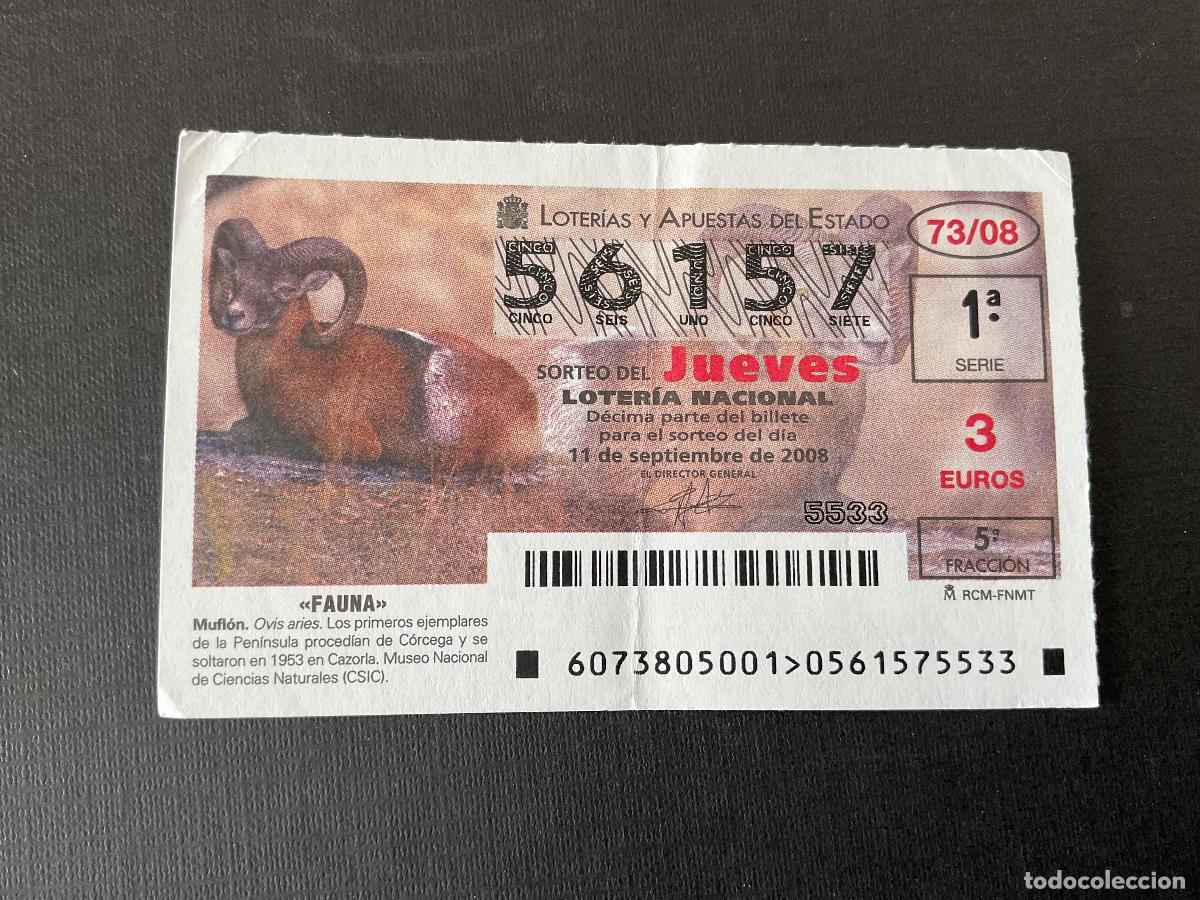 Nationale spanische Lotterie: DECIMO LOTERIA JUEVES N&ordm; 56157 SORTEO 73 A&Ntilde;O 2008 CON DOBLEZ