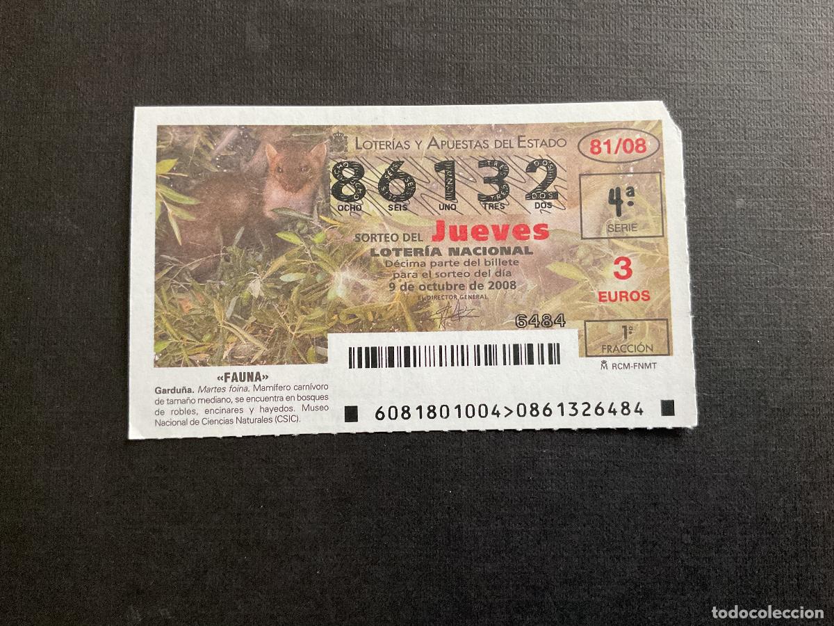 Nationale spanische Lotterie: DECIMO LOTERIA JUEVES N&ordm; 86132 SORTEO 81 A&Ntilde;O 2008