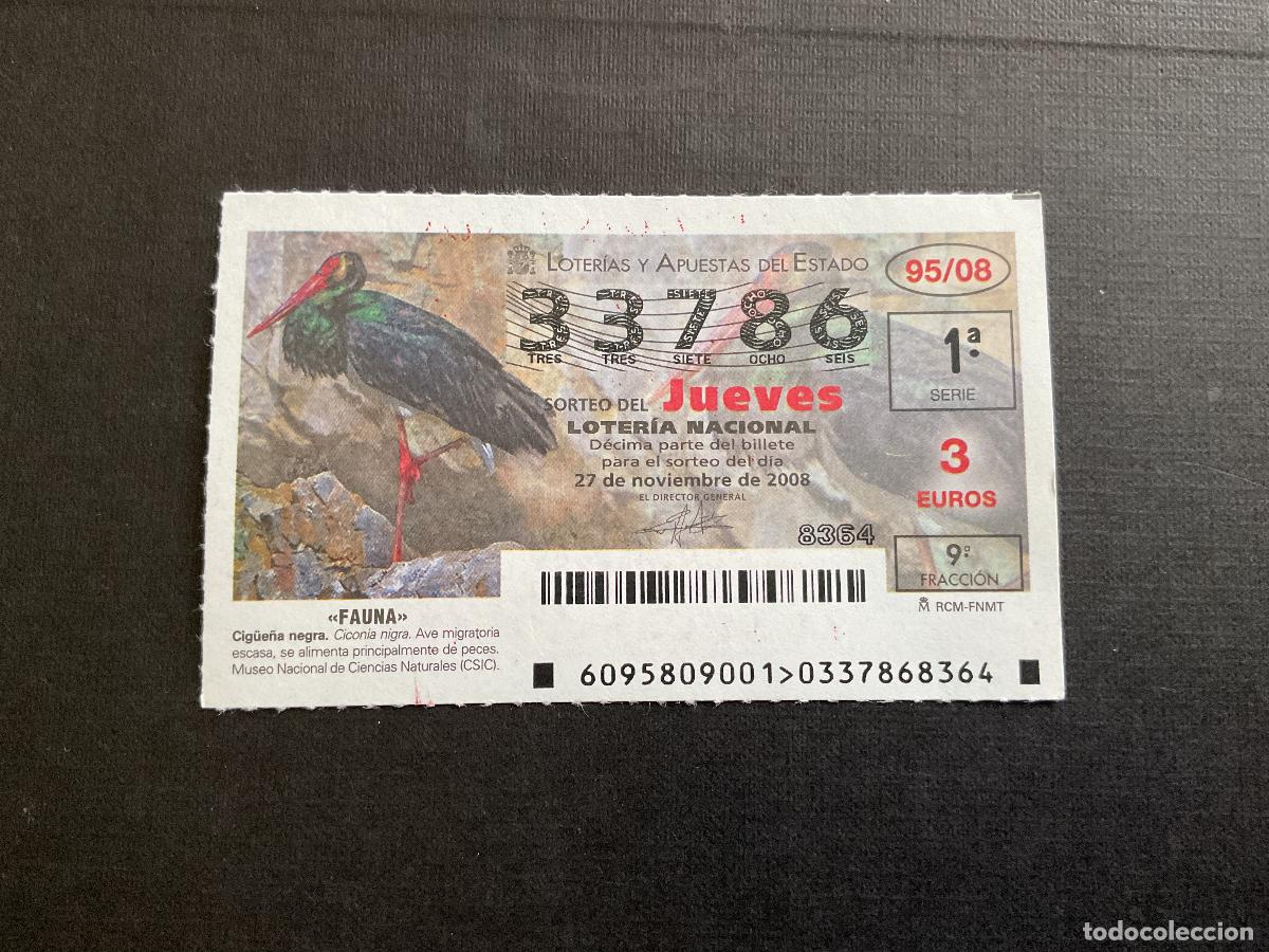 Nationale spanische Lotterie: DECIMO LOTERIA JUEVES N&ordm; 33786 SORTEO 95 A&Ntilde;O 2008