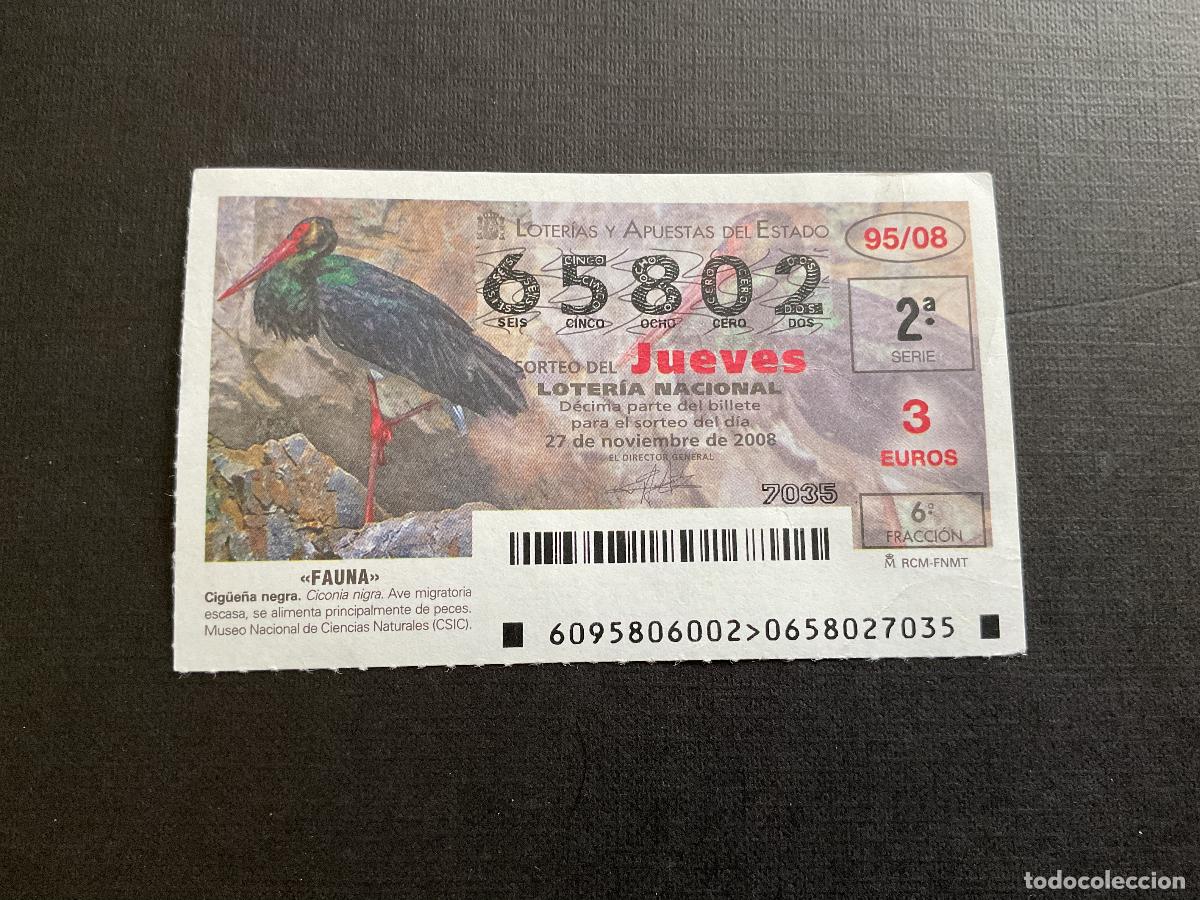 Nationale spanische Lotterie: DECIMO LOTERIA JUEVES N&ordm; 65802 SORTEO 95 A&Ntilde;O 2008