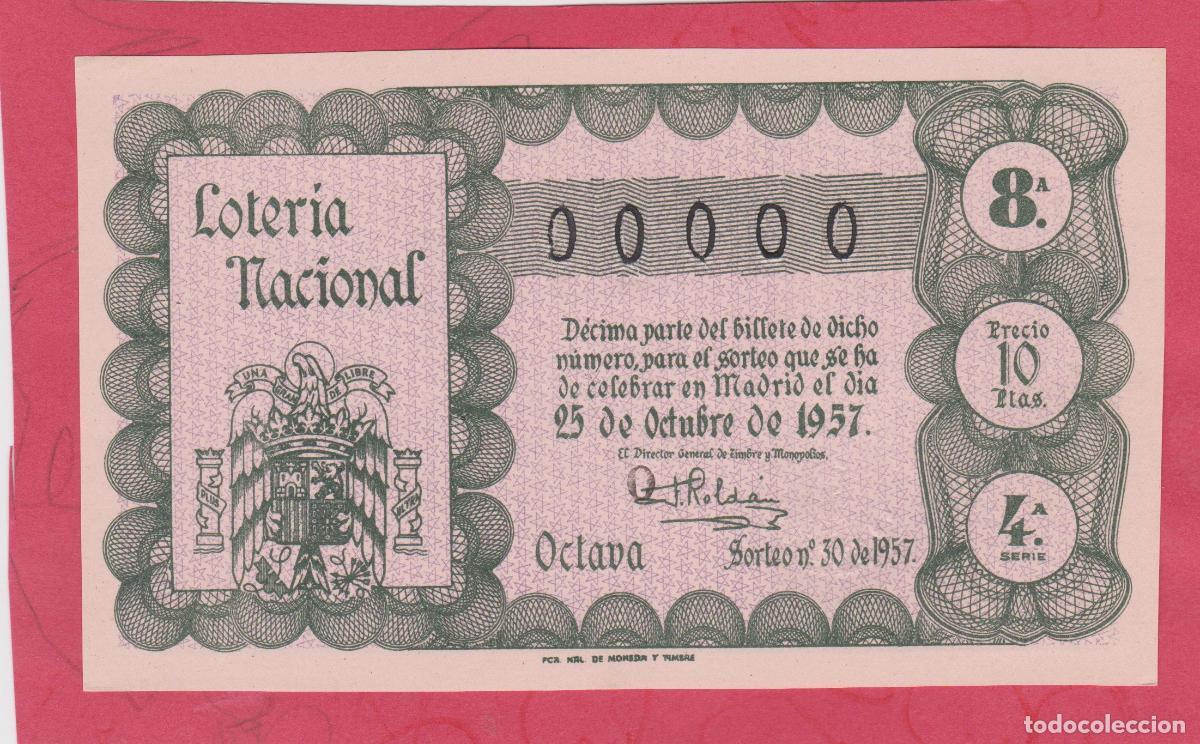 Loter&iacute;a Nacional: LOTERIA SORTEO 30 de 1957 CINCO 00000