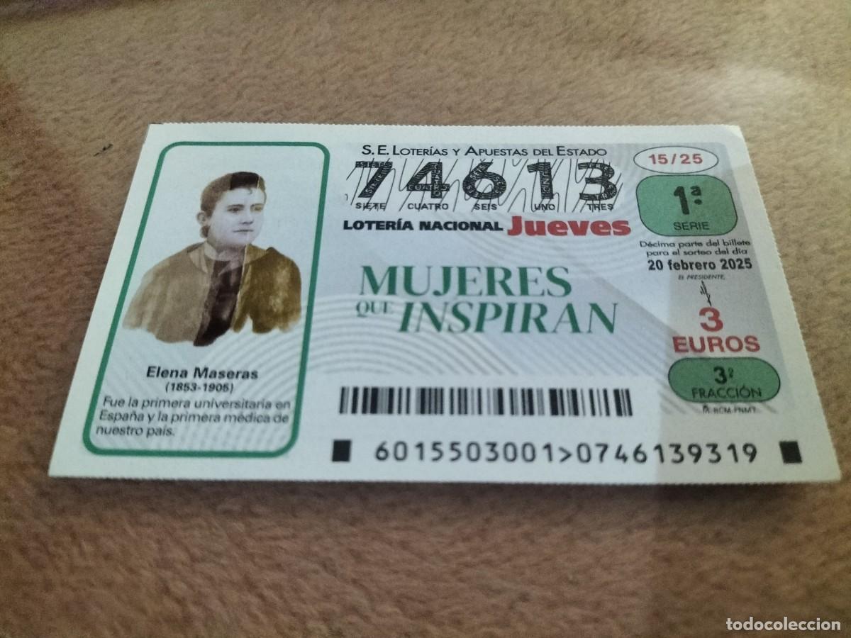 Nationale spanische Lotterie: 1 DECIMO LOTER&Iacute;A JUEVES 20 FEBRERO 2025 15/25 - MUJERES QUE INSPIRAN - ELENA MASERAS