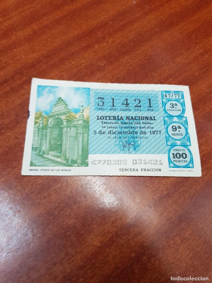 Lotaria Nacional: LOTERIA NACIONAL-DECIMO-31421- 3 DE DICIEMBRE DE 1977