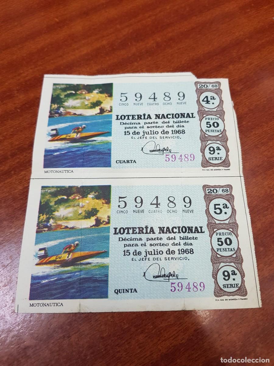 Lotaria Nacional: LOTERIA NACIONAL- 2 DECIMOS-59489- 15 DE JULIO DE 1968