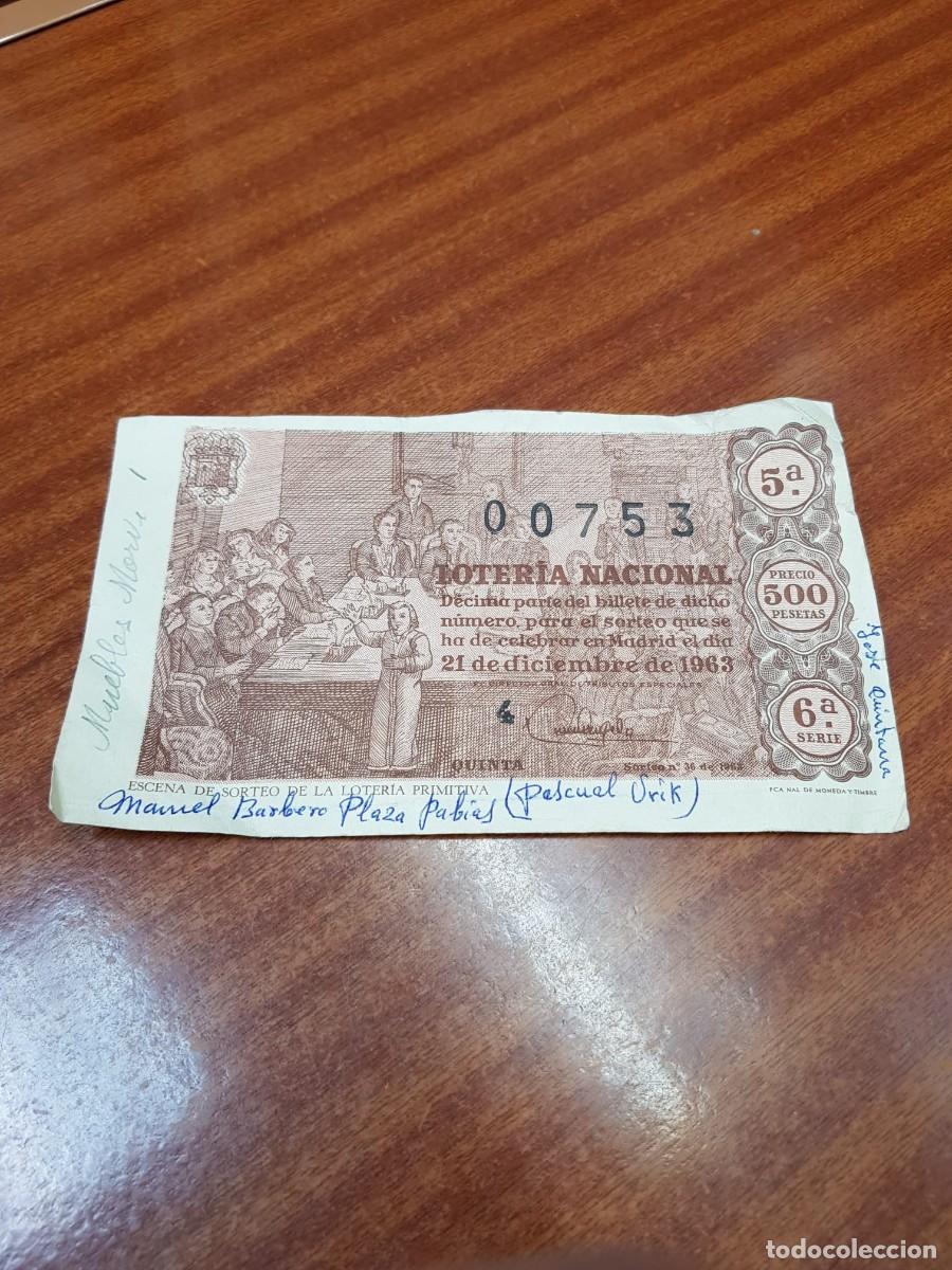 Lotaria Nacional: LOTERIA NACIONAL- DECIMO- 00753- 21 DE DICIEMBRE DE 1963