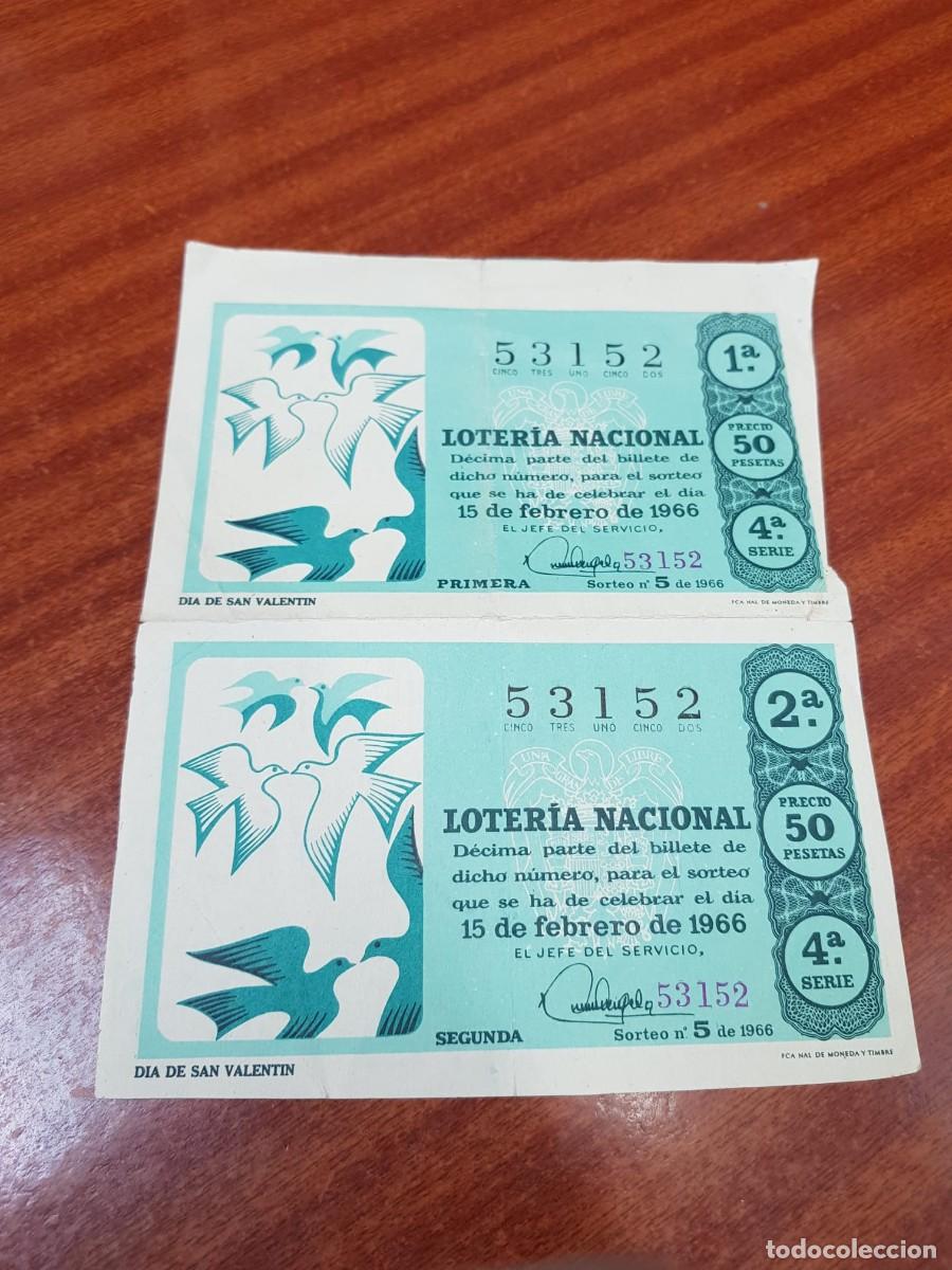 Lotaria Nacional: LOTERIA NACIONAL- 2 DECIMOS- 53152- 15 DE FEBRERO DE 1966