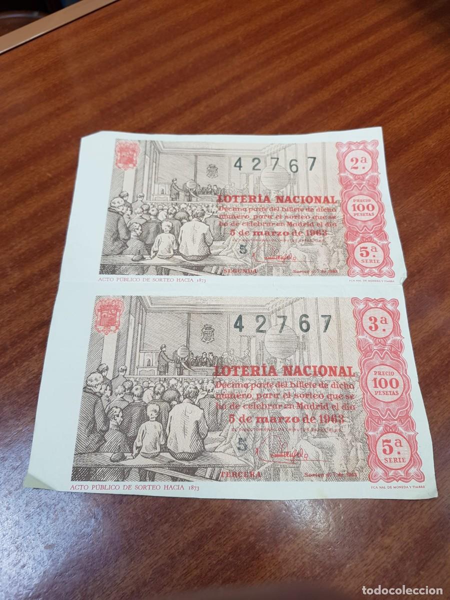 Lotaria Nacional: LOTERIA NACIONAL- 2 DECIMOS- 42767- 05 DE MARZO DE 1963