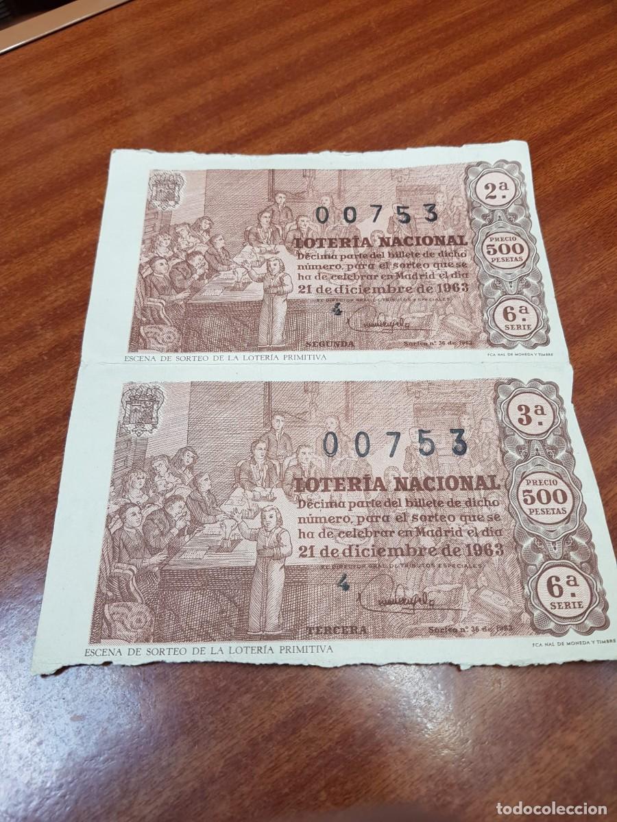 Lotaria Nacional: LOTERIA NACIONAL-2 DECIMOS- 00753- 21 DE DICIEMBRE DE 1963