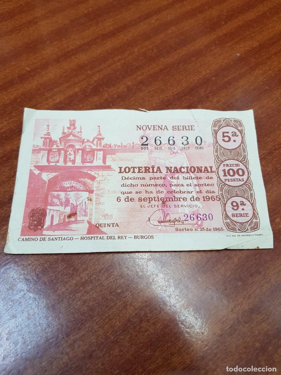 Lotaria Nacional: LOTERIA NACIONAL- DECIMO- 26630- 06 DE SETIEMBRE DE 1965
