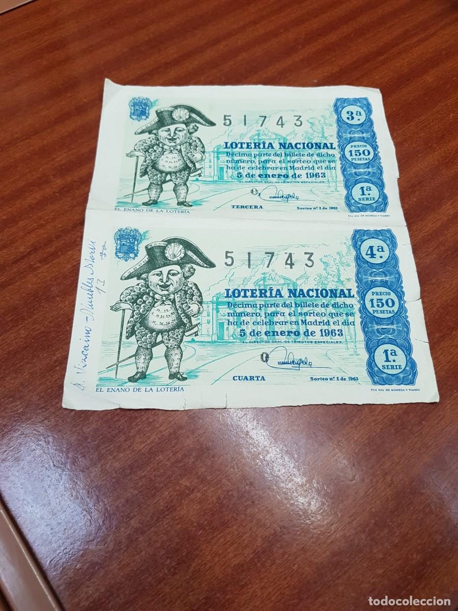 Lotaria Nacional: LOTERIA NACIONAL- 2 DECIMOS- 51743- 05 DE ENERO DE 1963