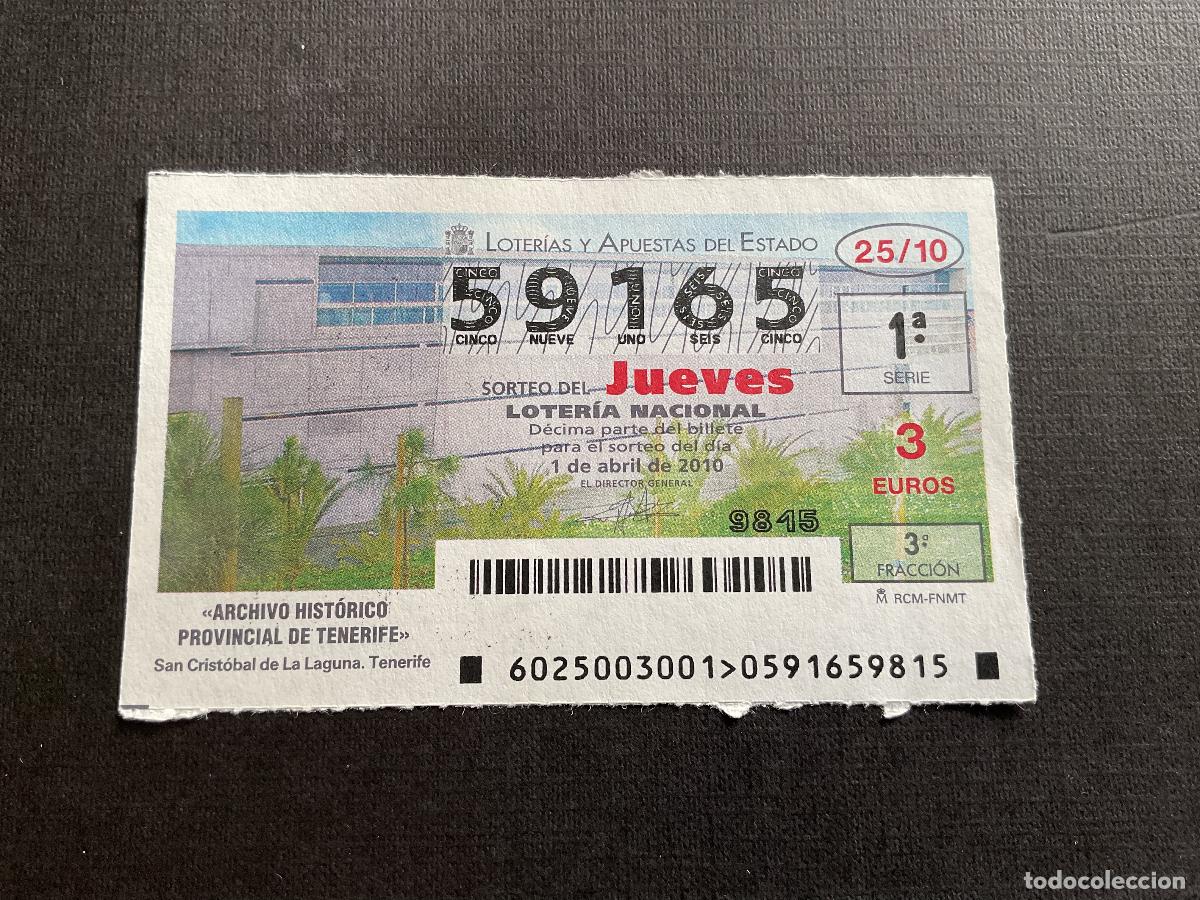 Nationale spanische Lotterie: DECIMO LOTERIA JUEVES N&ordm; 59165 SORTEO 25 A&Ntilde;O 2010