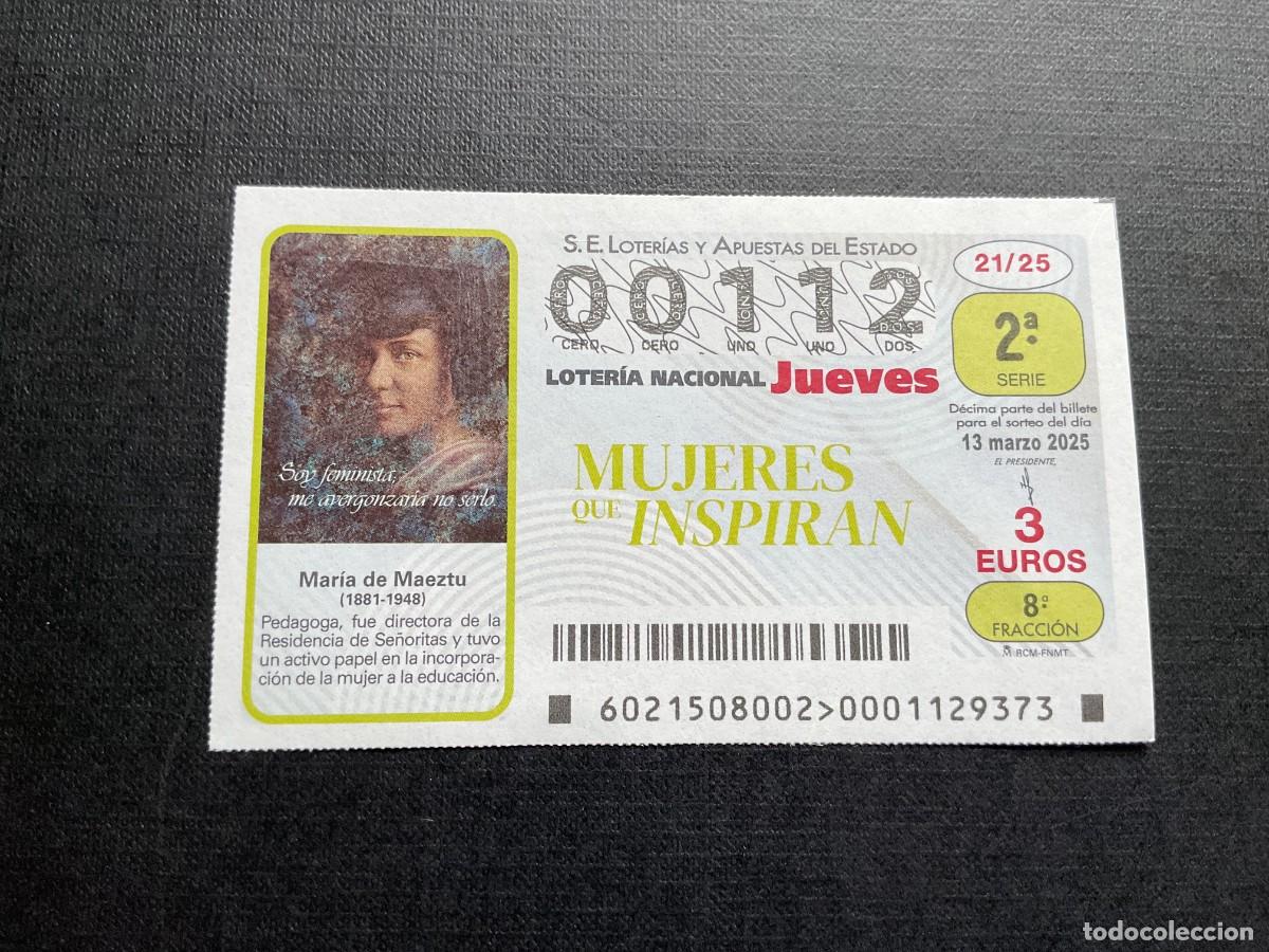 Nationale spanische Lotterie: DECIMO LOTERIA JUEVES N&ordm; 00112 SORTEO 21 A&Ntilde;O 2025. NUMERO BAJO