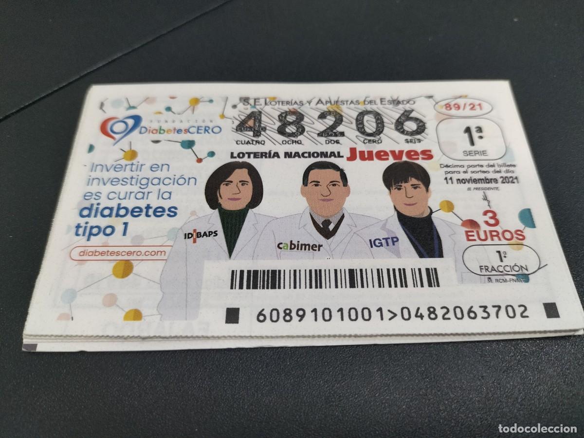 Nationale spanische Lotterie: 1 DECIMO LOTERIA NACIONAL JUEVES - 11 NOVIEMBRE 2021 - 89/21 INVESTIGACION DIABETES TIPO 1