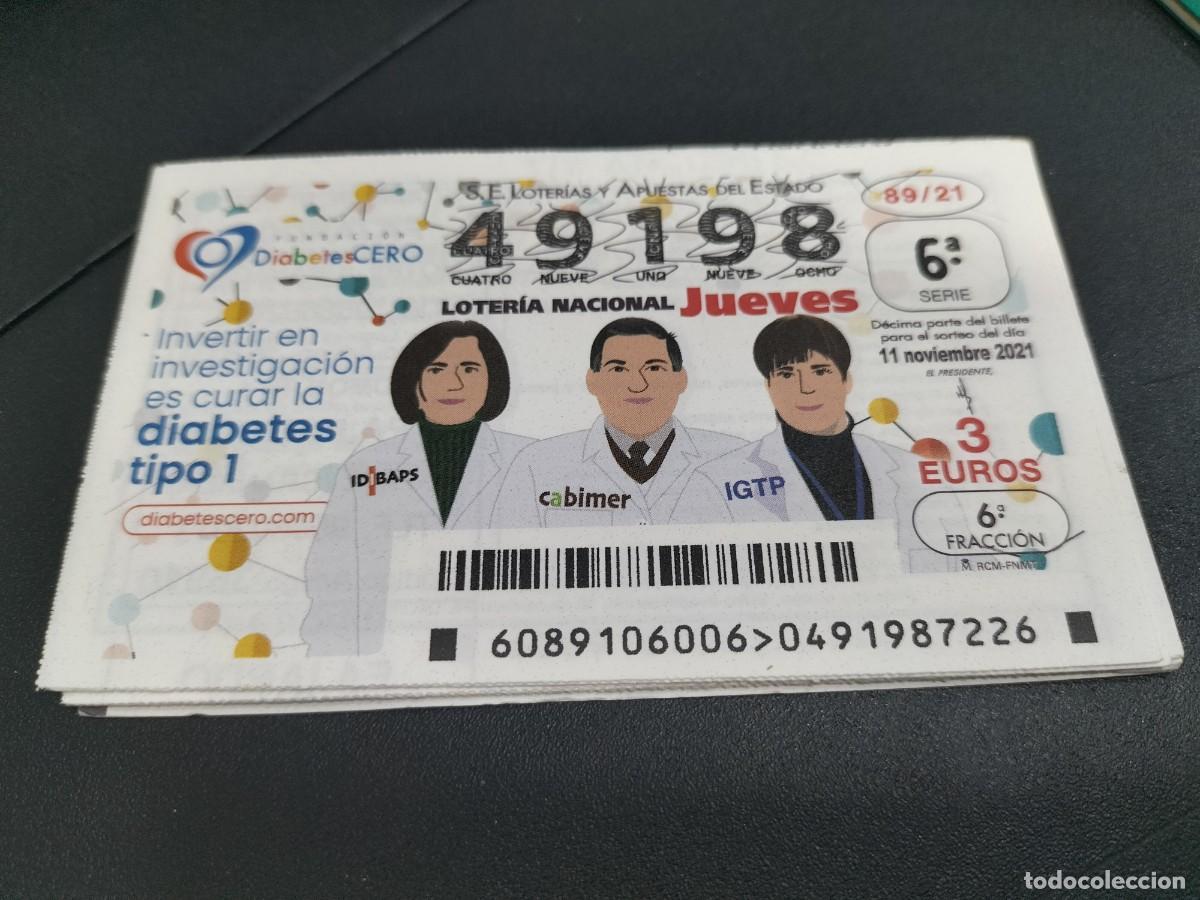 Nationale spanische Lotterie: 1 DECIMO LOTERIA NACIONAL JUEVES - 11 NOVIEMBRE 2021 - 89/21 INVESTIGACION DIABETES TIPO 1