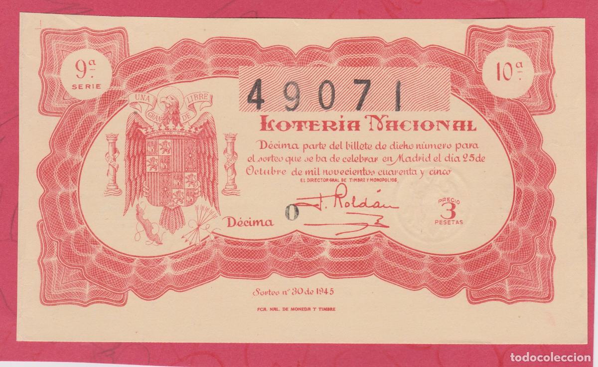 National Spanish Lottery: LOTERIA SORTEO 30 de 1945
