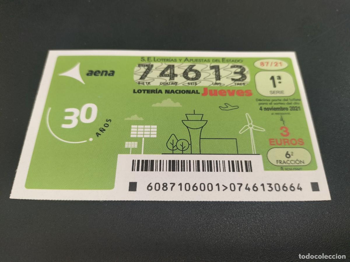 Nationale spanische Lotterie: 1 DECIMO LOTERIA JUEVES - 4 NOVIEMBRE 2021 - 87/21 - AENA - AVIONES AEROPUERTOS