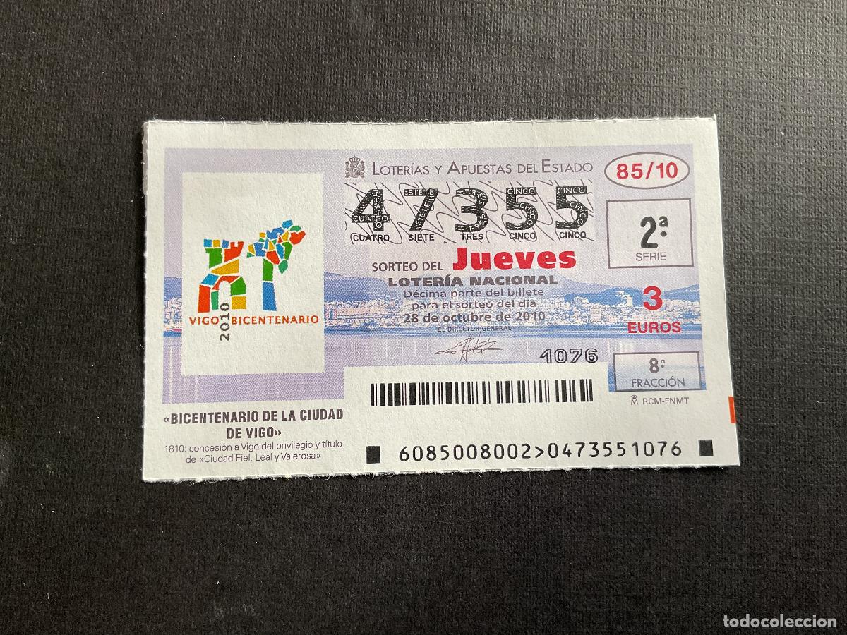 National Spanish Lottery: DECIMO LOTERIA JUEVES N&ordm; 47355 SORTEO 85 A&Ntilde;O 2010