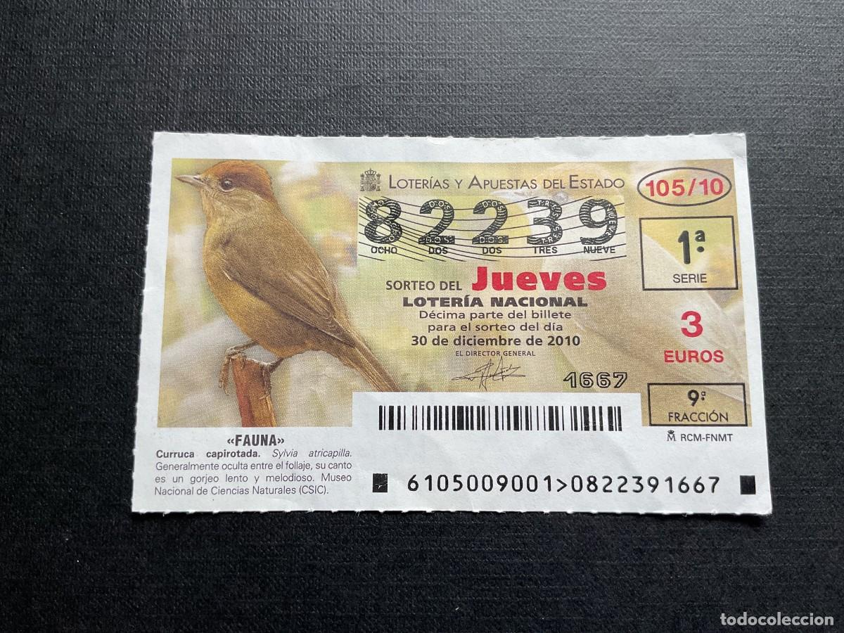 National Spanish Lottery: DECIMO LOTERIA JUEVES N&ordm; 82239 SORTEO 105 A&Ntilde;O 2010