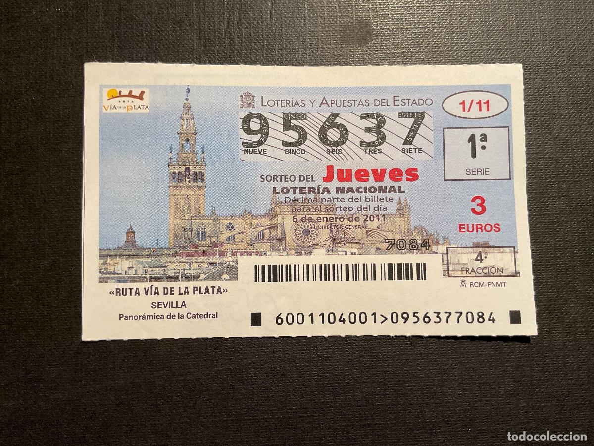 National Spanish Lottery: DECIMO LOTERIA JUEVES N&ordm; 95637 SORTEO 01 A&Ntilde;O 2011