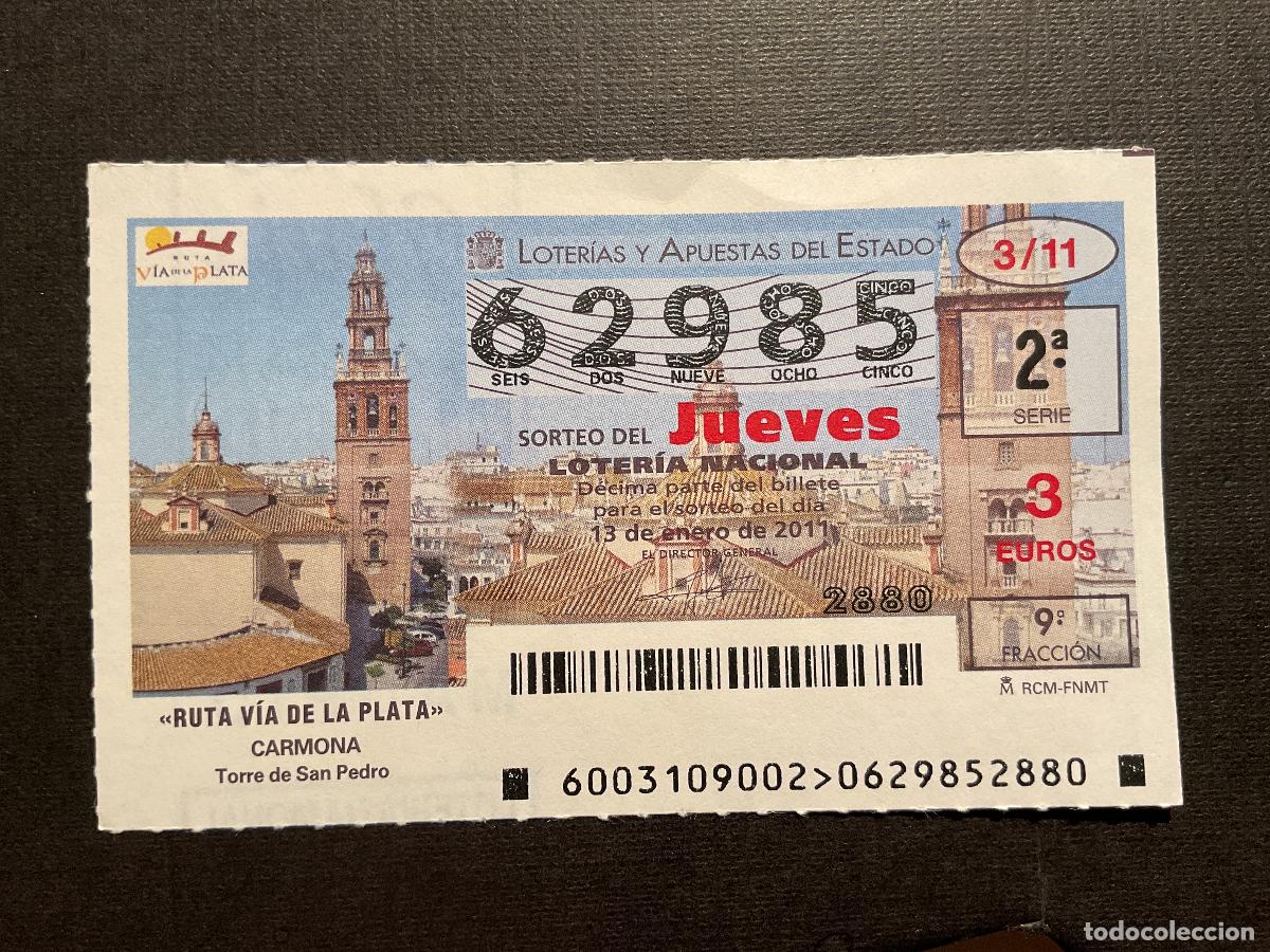 National Spanish Lottery: DECIMO LOTERIA JUEVES N&ordm; 62985 SORTEO 03 A&Ntilde;O 2011