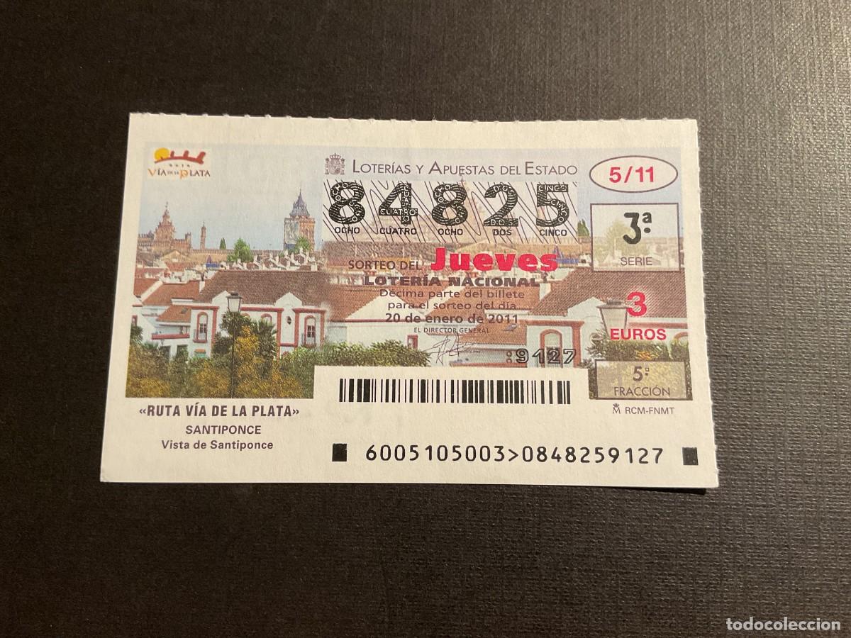 National Spanish Lottery: DECIMO LOTERIA JUEVES N&ordm; 84825 SORTEO 05 A&Ntilde;O 2011
