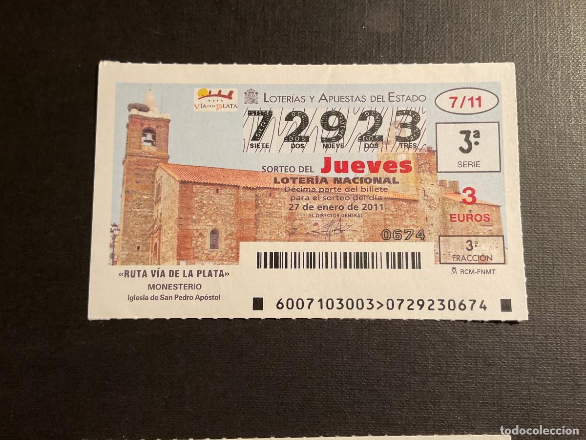 National Spanish Lottery: DECIMO LOTERIA JUEVES N&ordm; 72923 SORTEO 07 A&Ntilde;O 2011