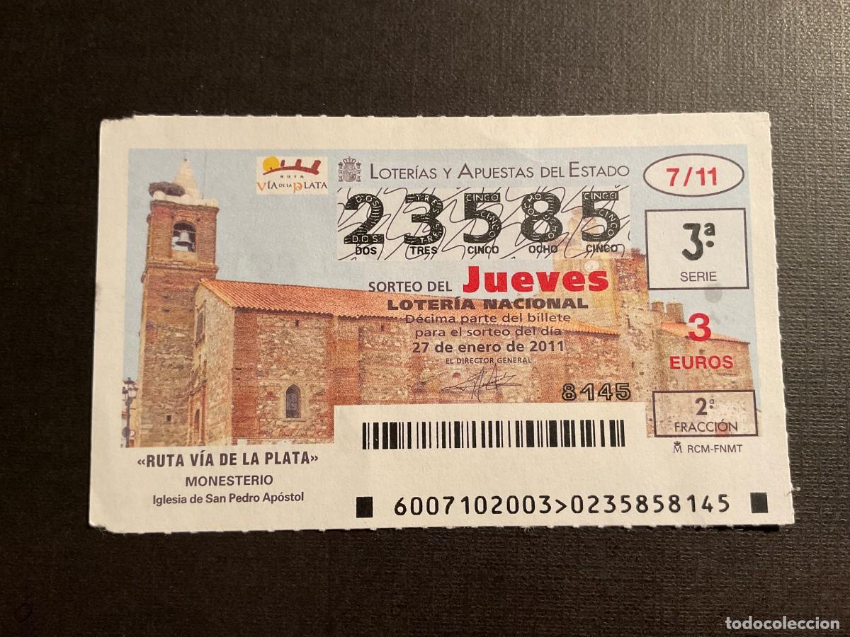 National Spanish Lottery: DECIMO LOTERIA JUEVES N&ordm; 23585 SORTEO 07 A&Ntilde;O 2011