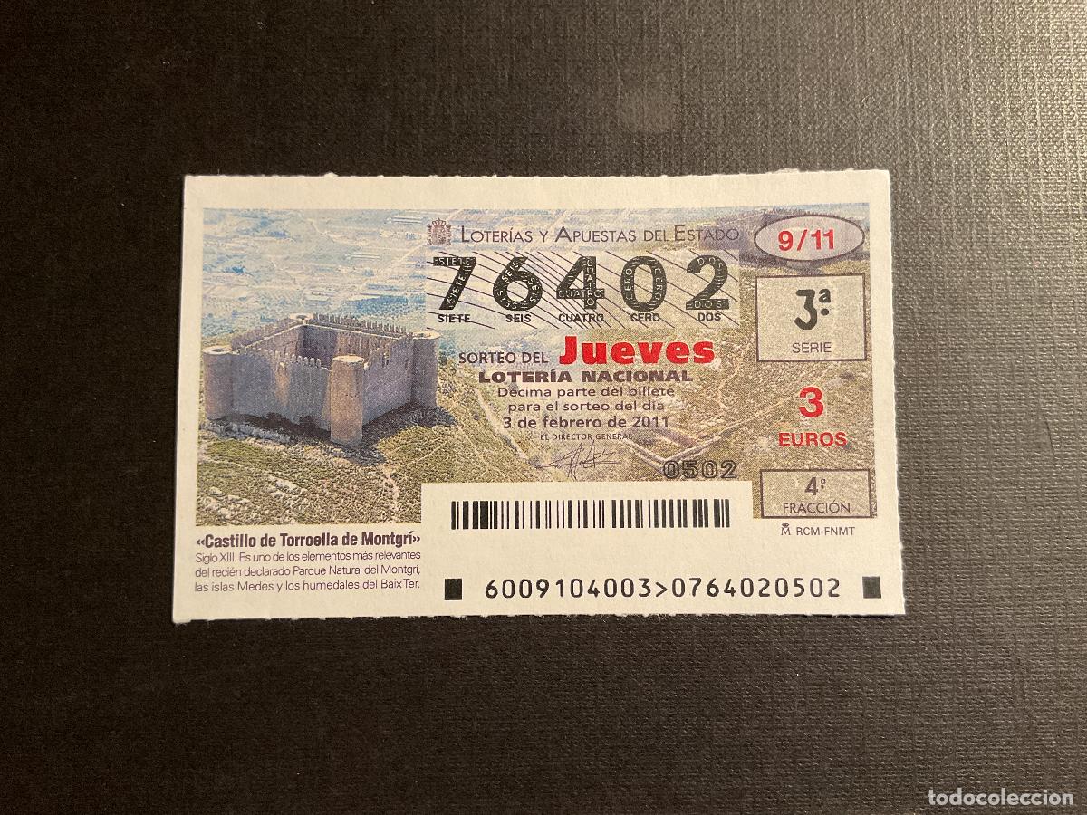 National Spanish Lottery: DECIMO LOTERIA JUEVES N&ordm; 76402 SORTEO 09 A&Ntilde;O 2011