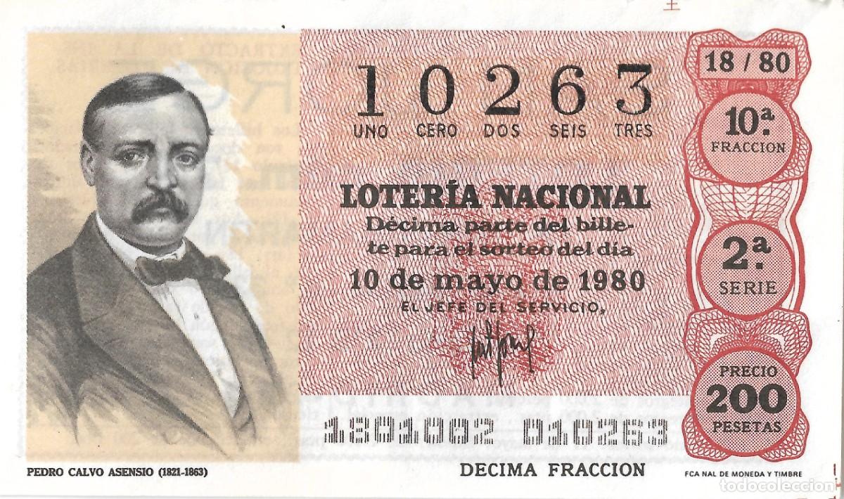 National Spanish Lottery: DECIMO DE LOTERIA N&Uacute;MERO 10263 EMITIDO EL 10 DE MAYO DE 1980