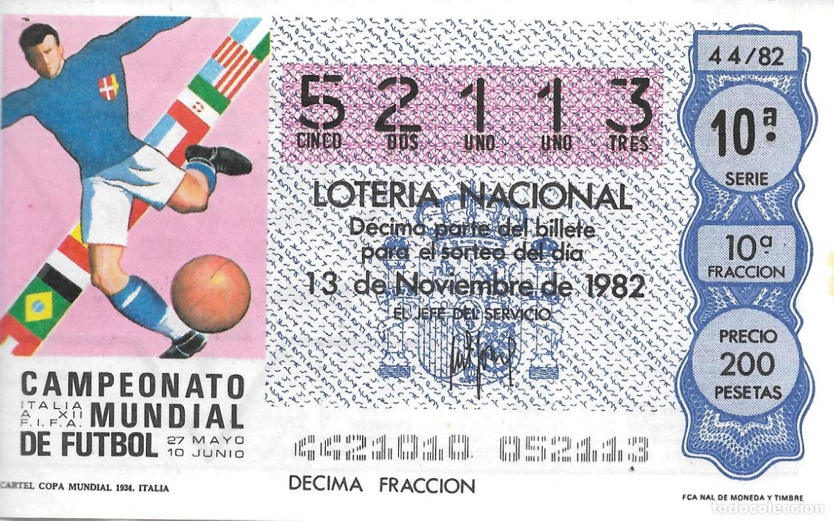 National Spanish Lottery: DECIMO DE LOTERIA 52113 DEDICADO AL CAMPEONATO MUNDIAL DE FUTBOL EN ITALIA DE 1934