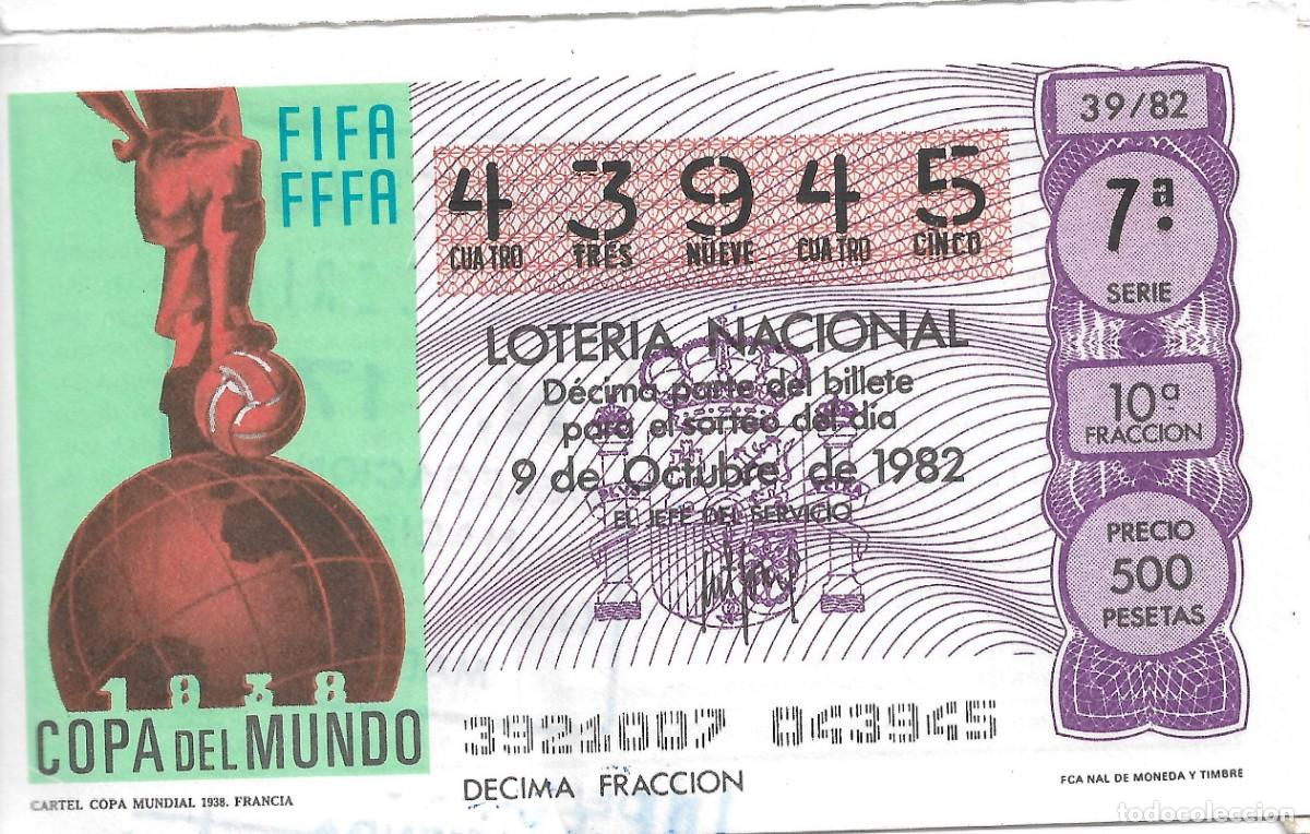National Spanish Lottery: DECIMO DE LOTERIA NUMERO 43945 DEDICADO A LA COPA MUNDIAL DE FUTBOL DE FRANCIA DE 1938