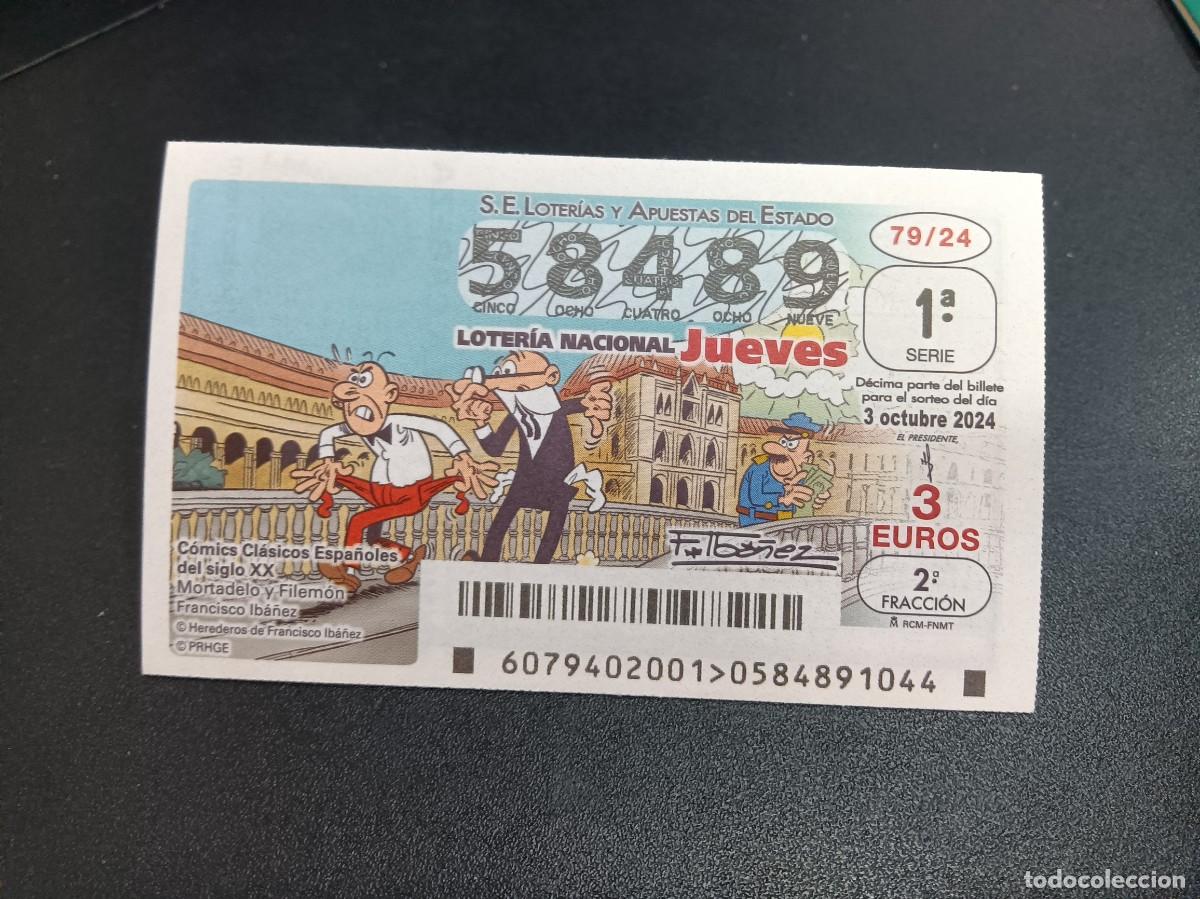 Nationale spanische Lotterie: 1 D&Eacute;CIMO LOTERIA JUEVES - 3 OCTUBRE 2024 - 79/24 - MORTADELO Y FILEMON - COMICS CLASICOS