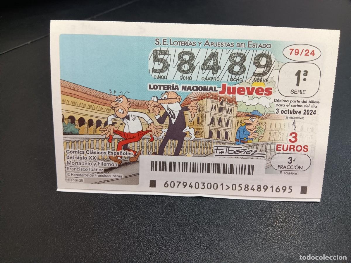 Nationale spanische Lotterie: 1 D&Eacute;CIMO LOTERIA JUEVES - 3 OCTUBRE 2024 - 79/24 - MORTADELO Y FILEMON - COMICS CLASICOS
