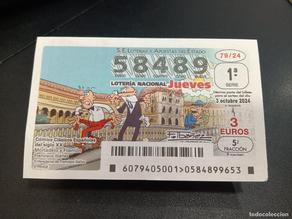 Nationale spanische Lotterie: 1 D&Eacute;CIMO LOTERIA JUEVES - 3 OCTUBRE 2024 - 79/24 - MORTADELO Y FILEMON - COMICS CLASICOS