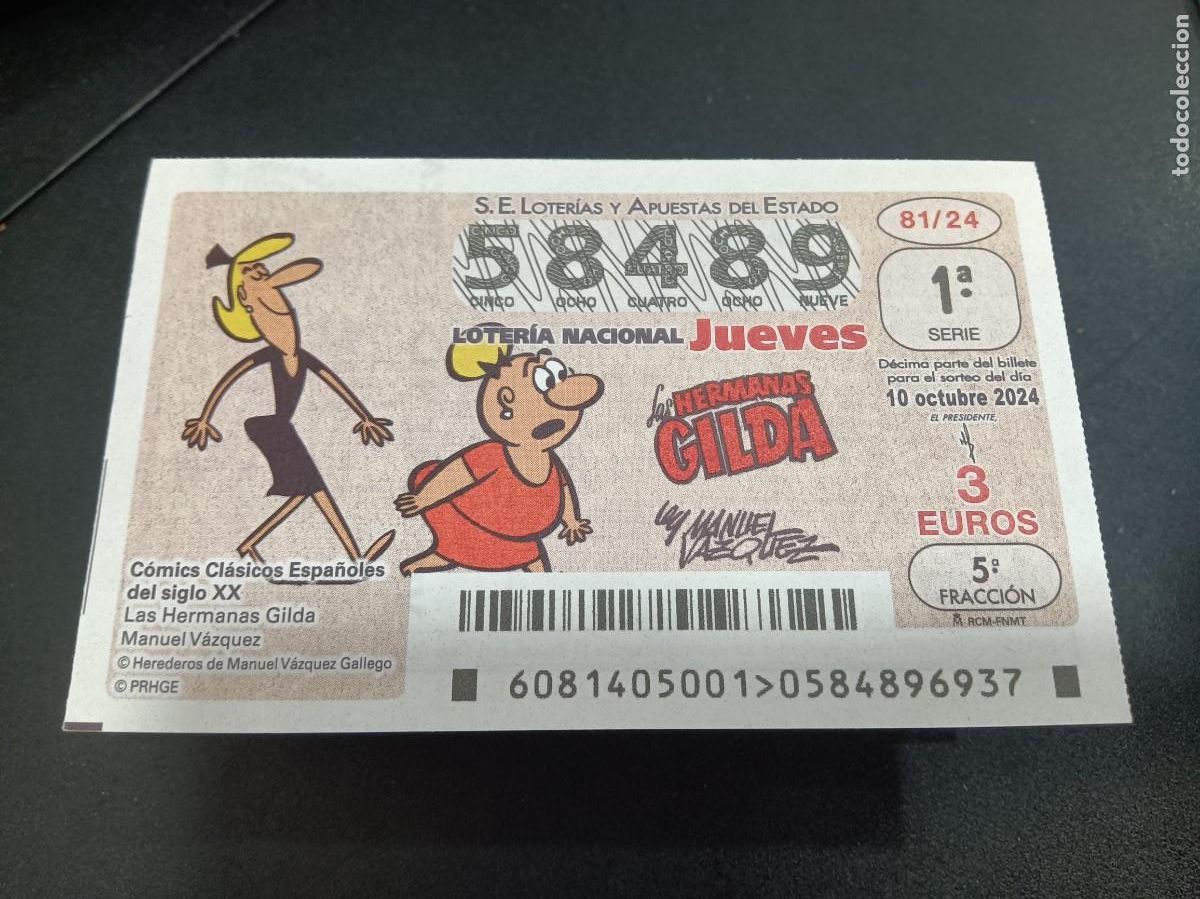 Nationale spanische Lotterie: 1 D&Eacute;CIMO LOTERIA JUEVES - 10 OCTUBRE 2024 - 81/24 - LAS HERMANAS GILDA- COMICS CLASICOS