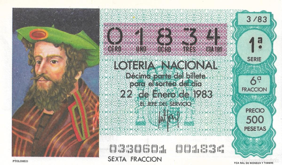 National Spanish Lottery: DECIMO DE LOTERIA NUMERO 1834, DEDICADO A PTOLOMEO