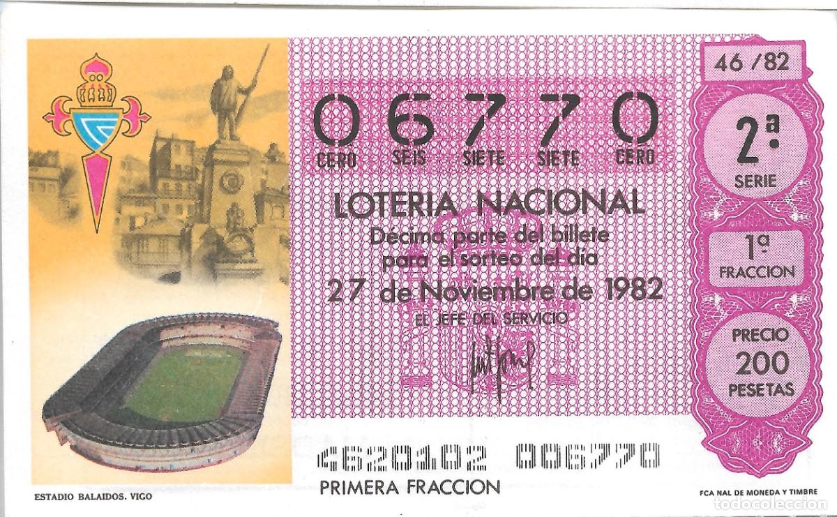 National Spanish Lottery: DECIMO DE LOTERIA NUMERO 6770 DEDICADO AL ESTADIO BALAIDOS DE VIGO