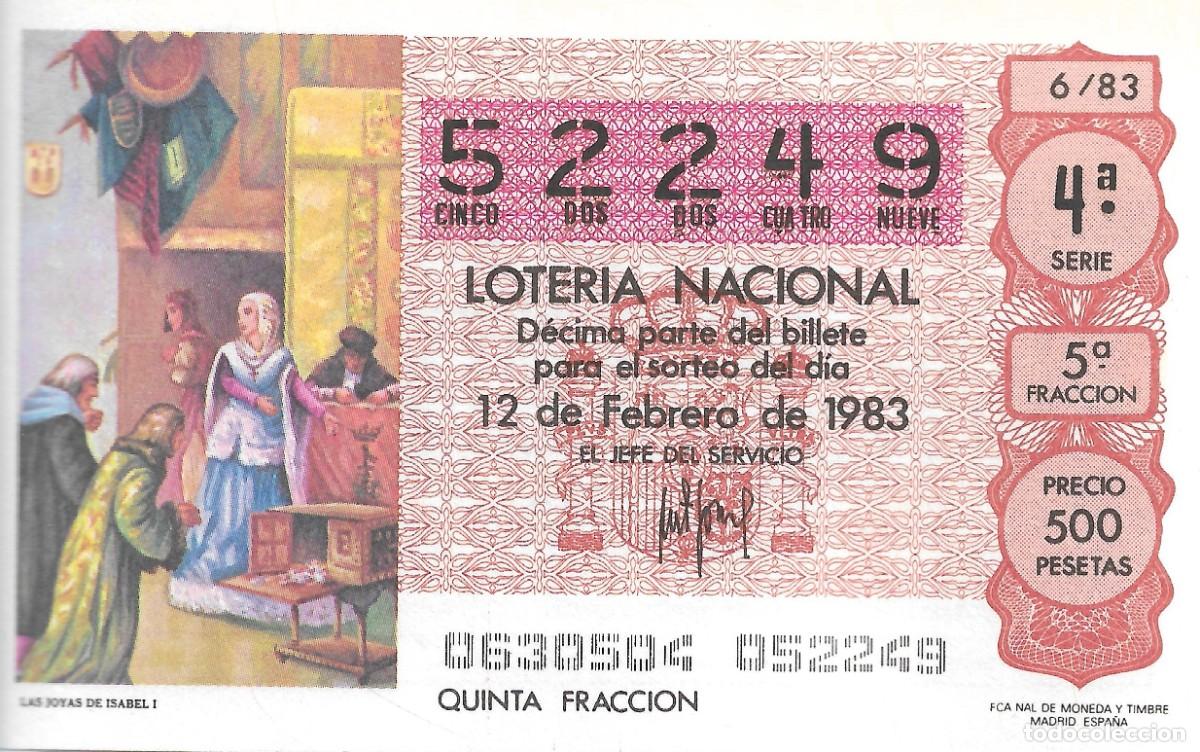 National Spanish Lottery: DECIMO DE LOTERIA NUMERO 52249, DEDICADO A LAS JOYAS DE ISABEL I DE CASTILLA
