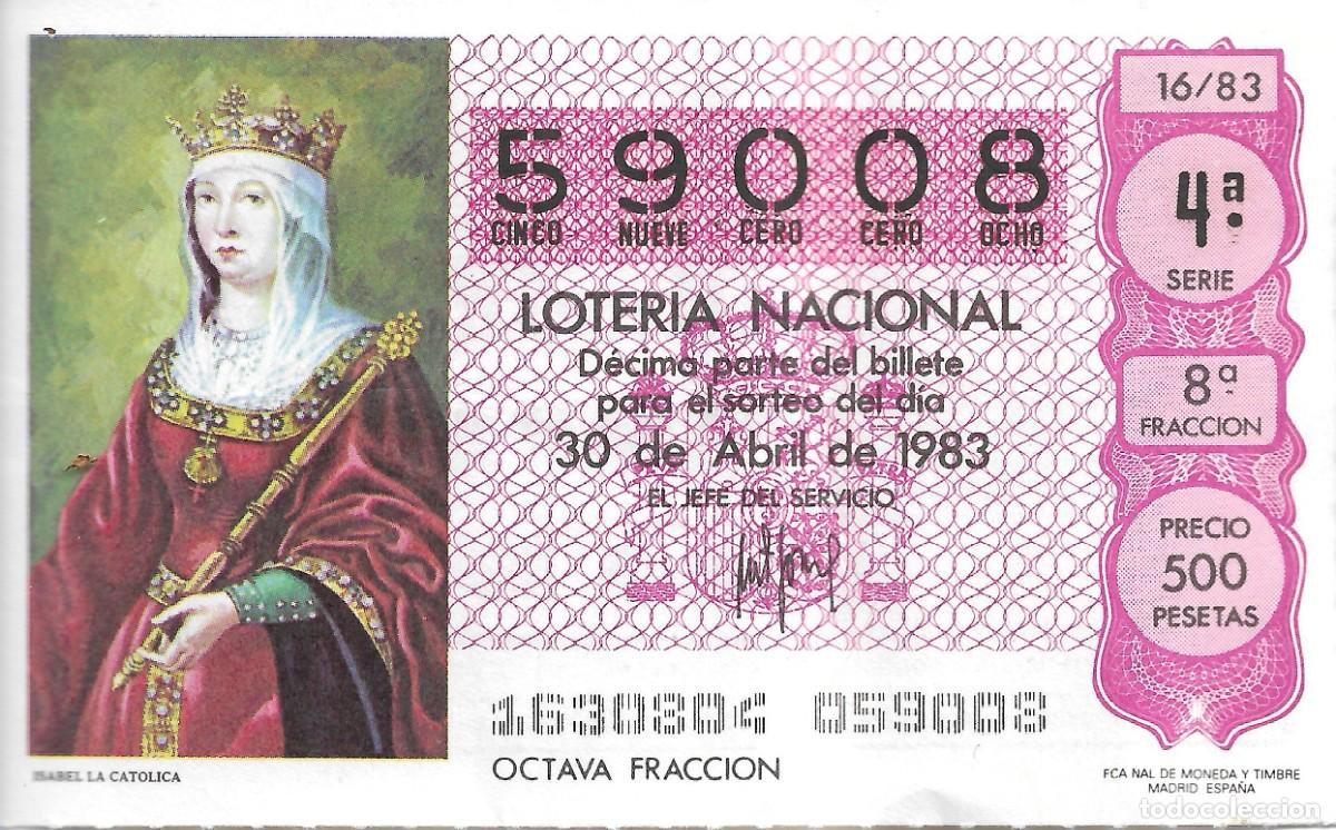 National Spanish Lottery: DECIMO DE LOTERIA NUMERO 59008, DEDICADO A ISABEL LA CATOLICA