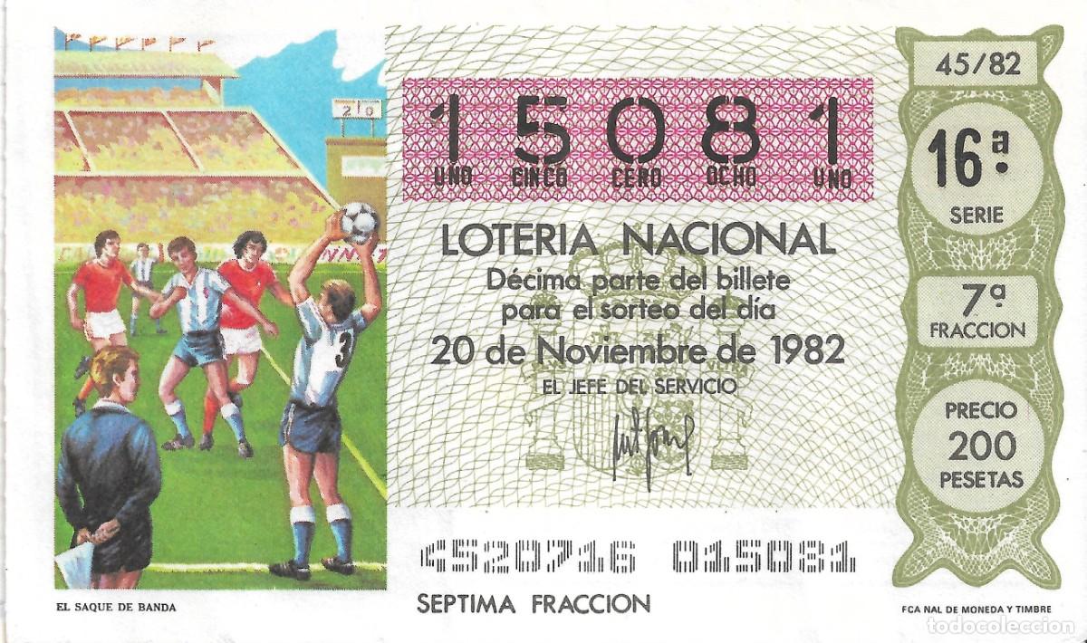 National Spanish Lottery: DECIMO DE LOTERIA NUMERO 15081, DEDICADO AL SAQUE DE BANDA EN EL FUTBOL