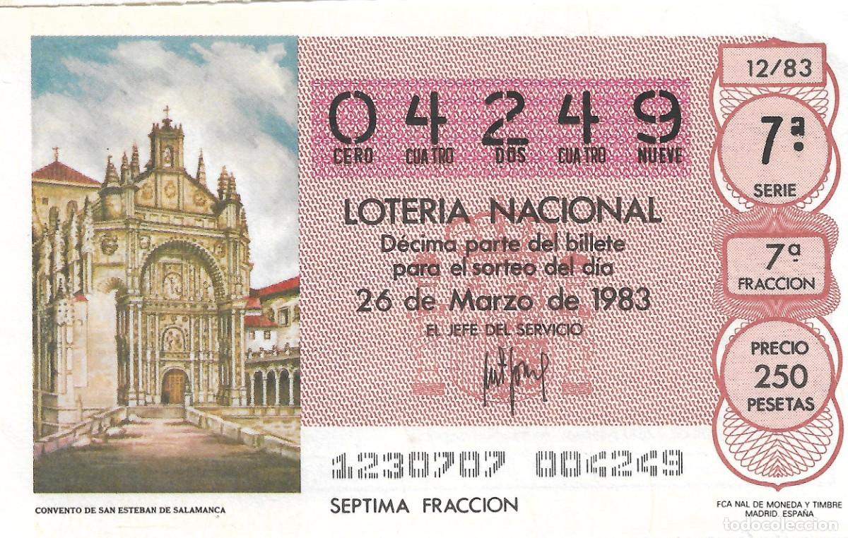 National Spanish Lottery: DECIMO DE LOTERIA NUMERO 44408, DEDICADO AL CONVENTO DE SAN ESTEBAN DE SALAMANCA