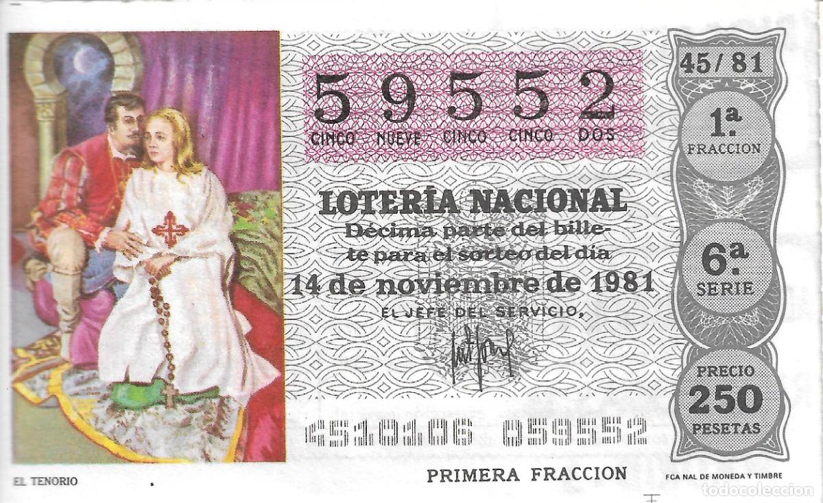 National Spanish Lottery: DECIMO DE LOTERIA NUMERO 59552, DEDICADO A EL TENORIO