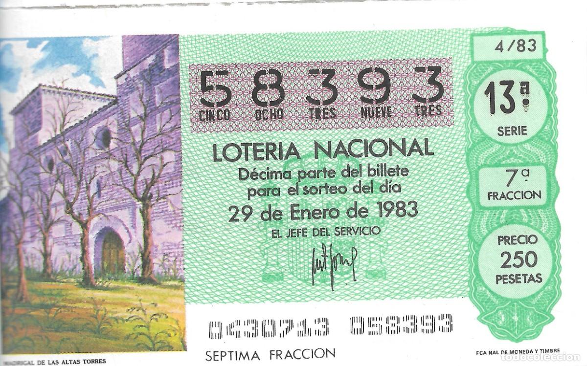 National Spanish Lottery: DECIMO DE LOTERIA NUMERO 58393, DEDICADO A MADRIGAL DE LAS ALTAS TORRES