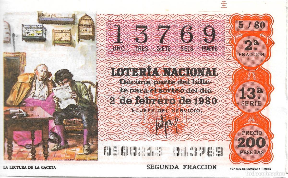 National Spanish Lottery: DECIMO DE LOTERIA NUMERO 13769, DEDICADO A LA LECTURA DE LA GACETA
