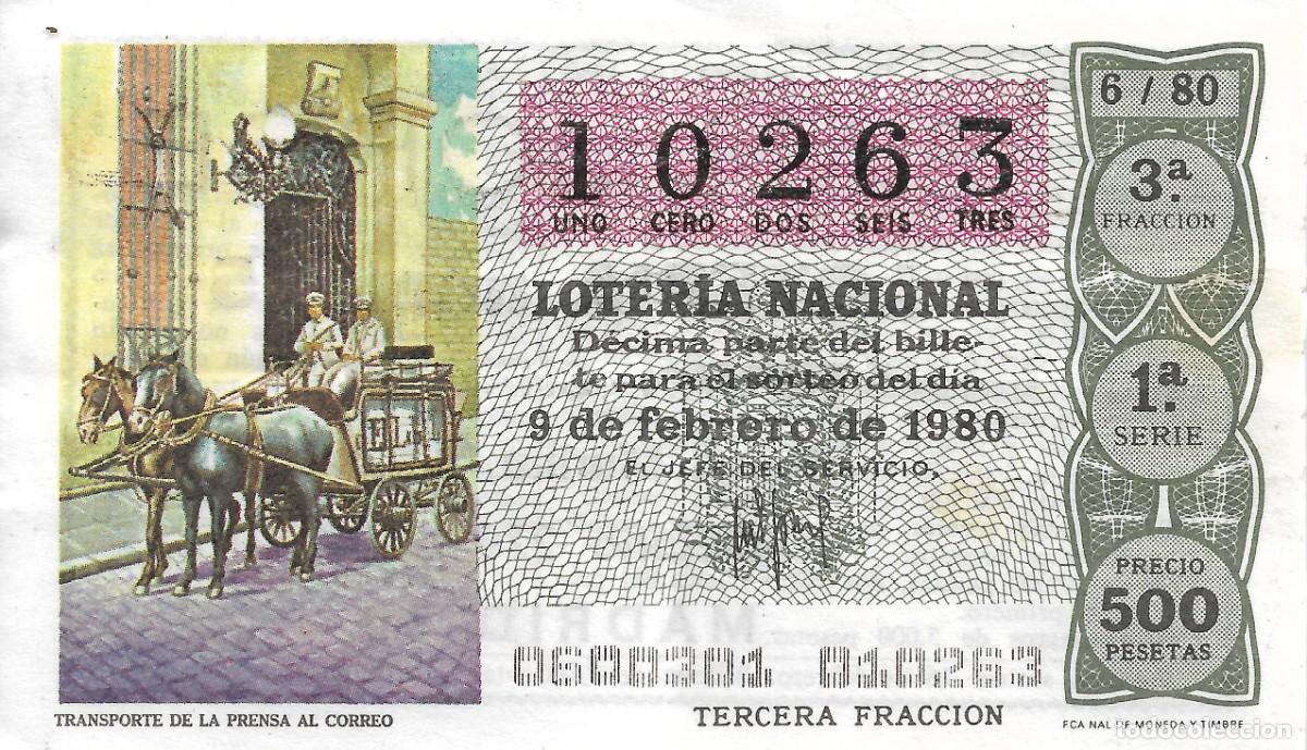 National Spanish Lottery: DECIMO DE LOTERIA NUMERO 10263, DEDICADO AL TRANSPORTE DE LA PRENSA AL CORREO