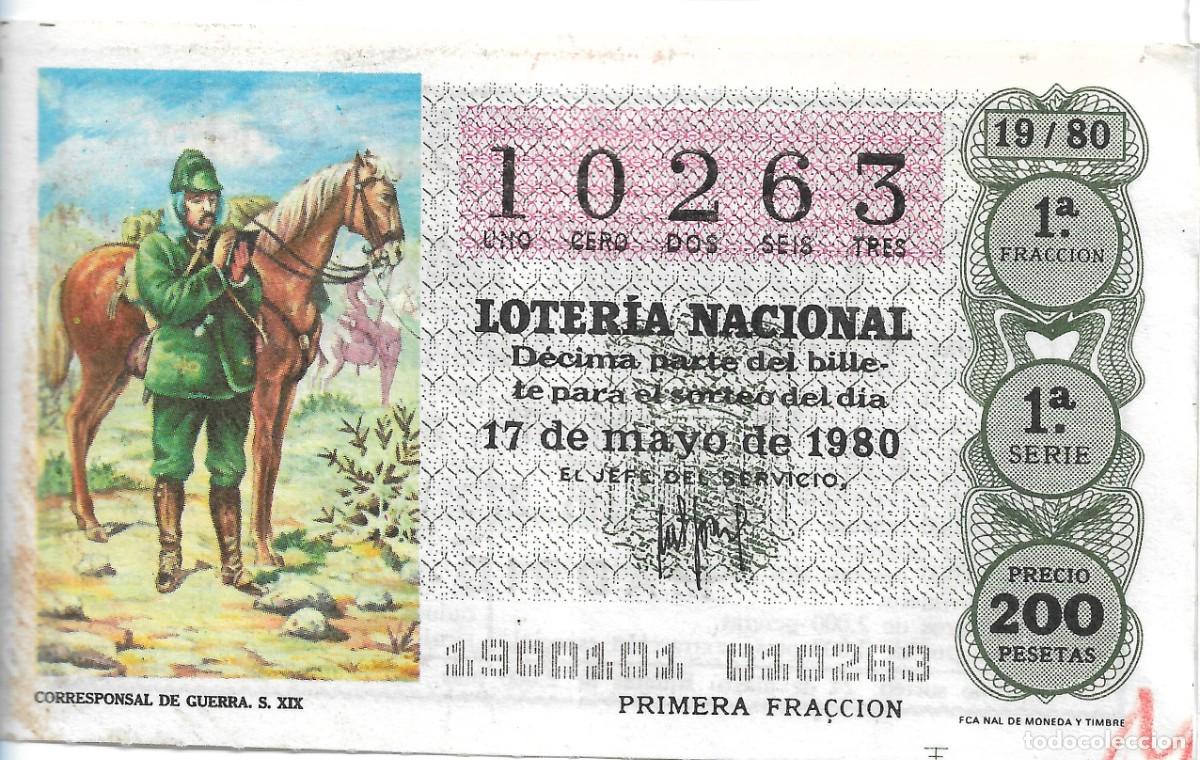 Loterie Nationale: DECIMO DE LOTERIA NUMERO 10263, DEDICADO AL CORRESPONSAL DE GUERRA SIGLO XIX