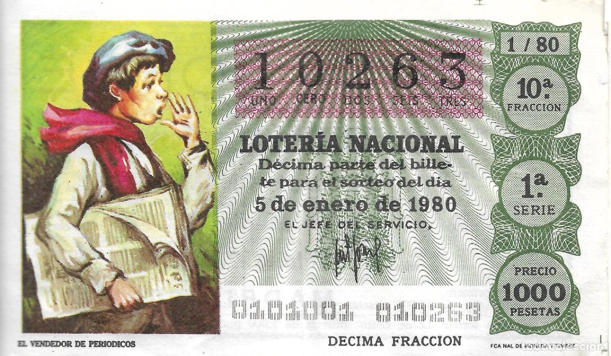Loterie Nationale: DECIMO DE LOTERIA NUMERO 10263, DEDICADO AL VENDEDOR DE PERIODICOS