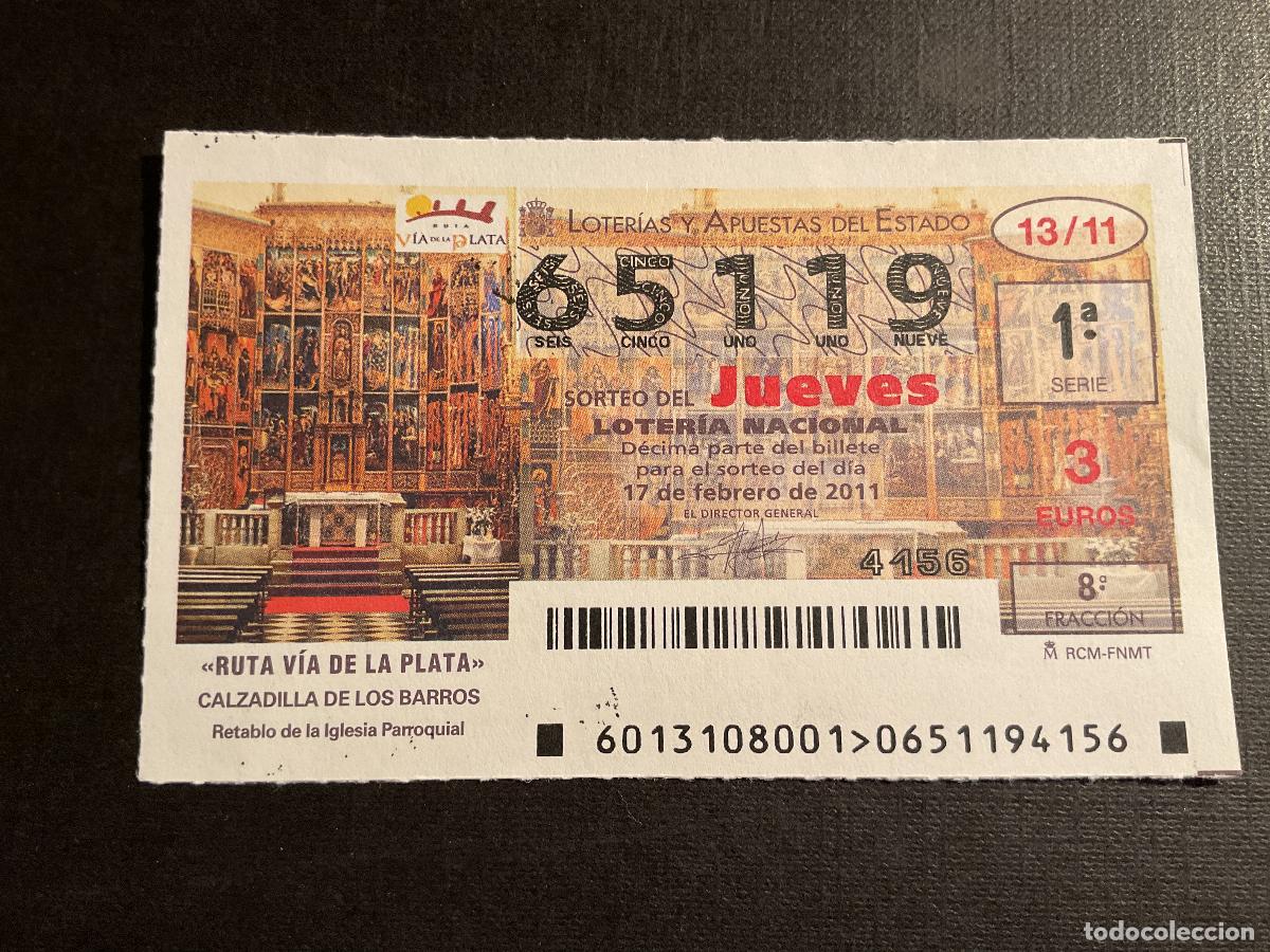 Loterie Nationale: DECIMO LOTERIA JUEVES N&ordm; 65119 SORTEO 13 A&Ntilde;O 2011