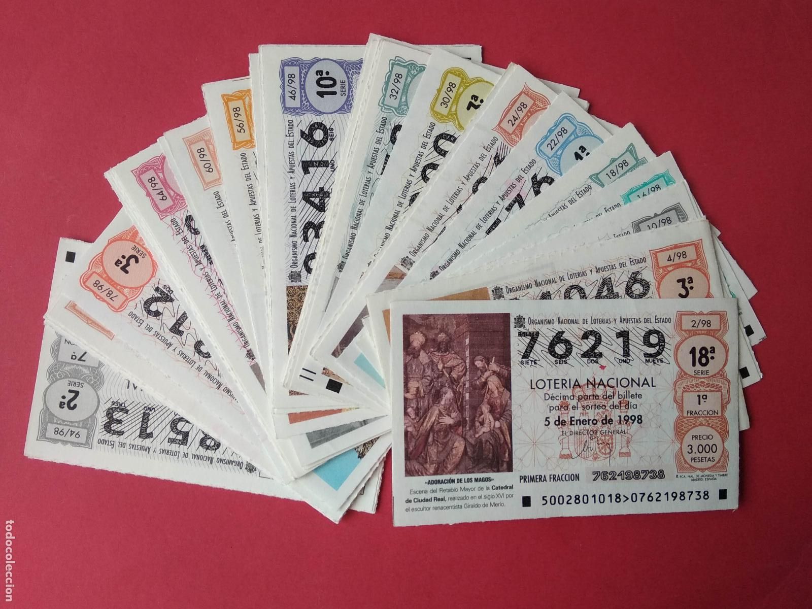 Nationale spanische Lotterie: LOTERIA NACIONAL A&Ntilde;O 1998 COMPLETO DE LOS SABADOS